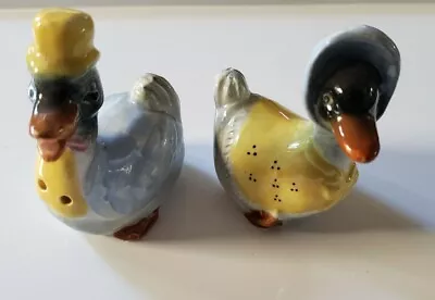 Vintage Salt And Pepper Shakers Ducks Couple Wearing Clothes • $20.24