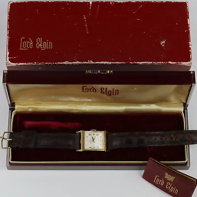 Vintage Lord Elgin Mens 14k Yellow Gold Wristwatch W/Box • $499