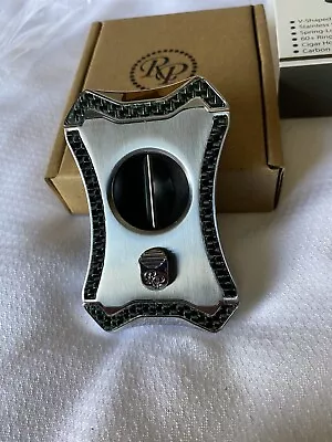 Rocky Patel Viper V-Cut Cigar Cutter - Silver And Green Carbon Fiber - New • $59