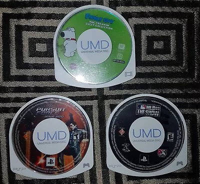 Sony PSP 3 UMB Loose Game/DVD Lot MLB 09 Pursuit Force Family Guy Untested AS IS • $14.71