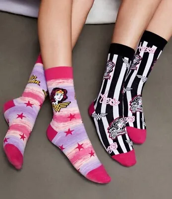 2 X Pairs Woman’s Wonder Woman Socks Fun Novelty Socks Gift Official DC • £5.49