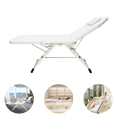 White Salon Beauty Recliner Foldable Massage Table Tattoo Bed Couch SPA Chair UK • £139