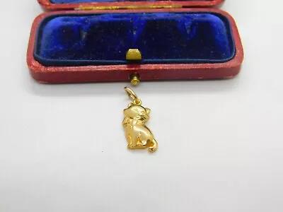 9ct Yellow Gold Cartoon Cat Or Kitten Charm Pendant Vintage C1970 Birmingham • £85