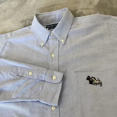 VTG Ralph Lauren Button Down Shirt Mens Large Blake Oxford Blue Terrier Dog *DES • $23.99