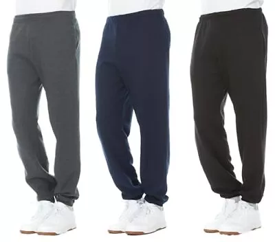 Yacht & Smith 3 Pack Mens Comfy Lounge Jogger Bulk Sweatpants Black Navy Gray • $37.98