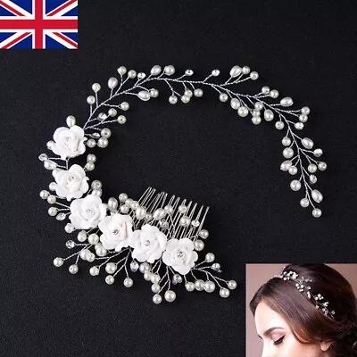 £4.33 • Buy Flower Wedding Hair Pins Comb Bridal Clips Crystal Pearl Bridesmaid Accessories