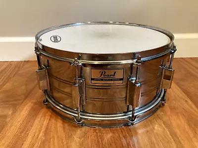 Vintage 1980s Pearl World Series Chrome Over Steel Snare Drum 6.5x14  • $250