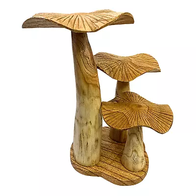 Magic Mushroom Wooden Sculpture Shrooms Wood Carving Statue Carved Bali Art • $84