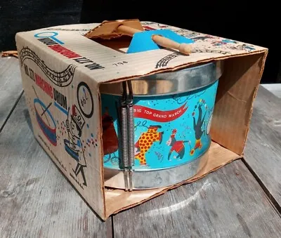 Too Cool Vintage J.CHEIN  Litho Tin Toy Marching Drum #171 Big Top USA Orig Box  • $49