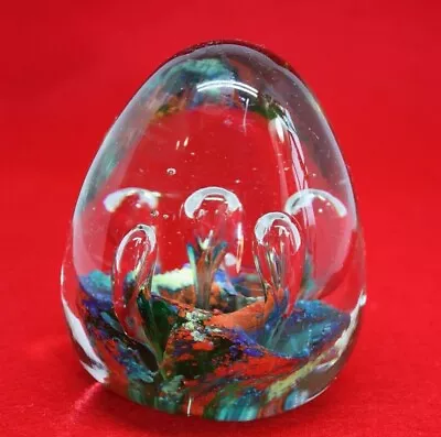 Blown Glass Egg Shaped Lava Paperweight Large Controlled Balloon Bubbles • $19.99