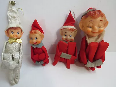 Lot Of 4 Vintage KNEE HUGGER ELVES JAPAN  Xmas Christmas Decoration Ornaments • $35.99