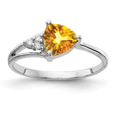 $590.19 • Buy 14k White Gold 6mm Citrine Diamond Ring For Womens