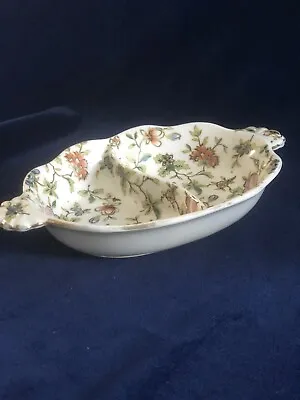 Moriyama - Japan - Antique- Floral  Olivepicklecondiment 2-sided Dish • $18