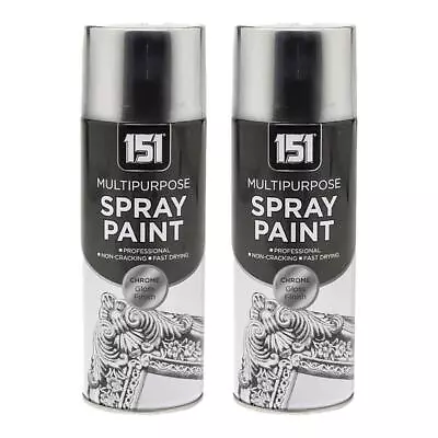 2X Chrome Foil Mirror Metallic Effect Auto Spray Paint Diy Aerosol 400ml • £8.89