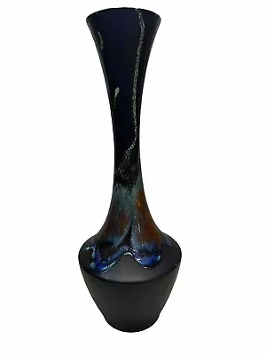 Royal Haeger 14.25” Black Vase Peacock Glaze • $40