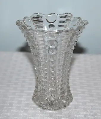 $12.99 • Buy Vintage Pressed Glass Bud Vase - Beads And Zipper Pattern