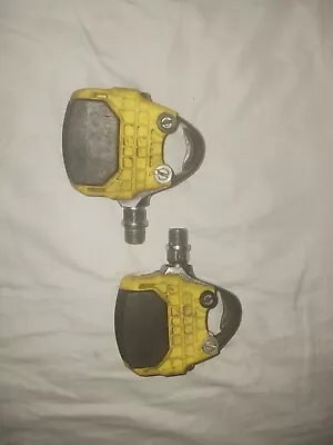 Vintage Mavic Clipless Pedals Yellow Look 9/16  Used • $50