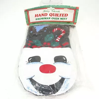 Vntg Christmas Time Snowman Oven Mitt Hand Quilted Retro Kitchen Decor NIP NOS • $7.68