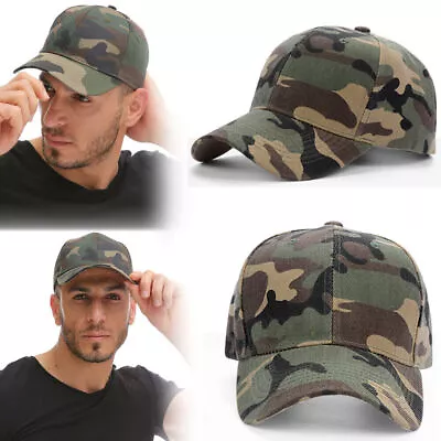 Men Women Military Army Camouflage Baseball Cap Tactical Snapback Hat Outdoor UK • £5.39