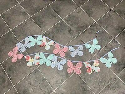 LAURA ASHLEY BUTTERFLIES BUNTING 10ft LONG VINTAGE FLORAL • £10