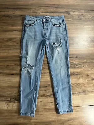 Men’s ZARA Jeans Skinny Size 34 Ripped Light Wash  • $27.99