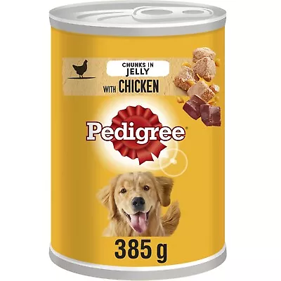 12 X 385g Pedigree Adult Wet Dog Food Tin With Chicken In Jelly Dog Can • £21.99
