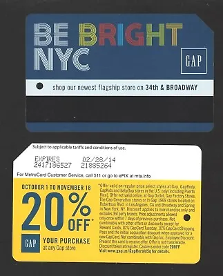 2013   THE  G A P Metrocard Metro Card Exp.2014 • $3.85