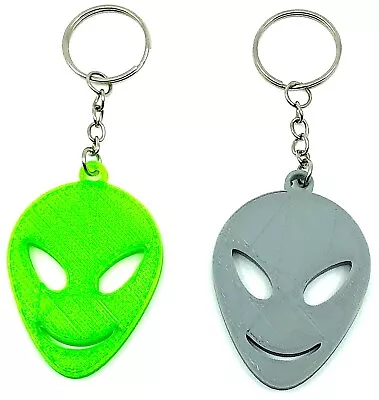 Green Alien Head Keychain Flexible Zipper Pull Big Eye UFO Sci-Fi Space Roswell • $3.99