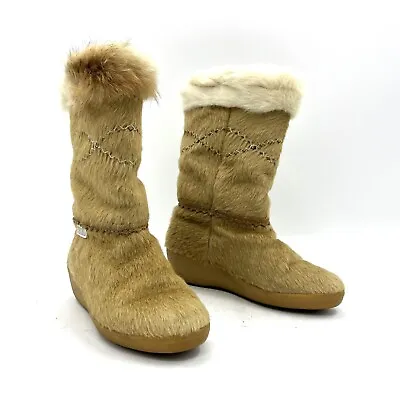 Vintage Tecnica Fur Boots Tan Brown Women's Size EU 38 / US 7 • $109.99