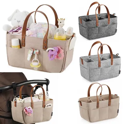 Large Baby Diaper Caddy Organizer Felt Changing Nappy Storage Carrier Tote Bag • $16.14