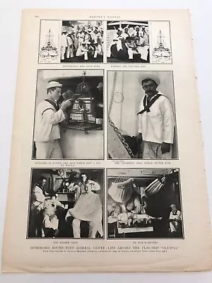 1900 Harpers Antique Print Scenes Of Life Onboard The USS Olympia #3120 • $14.95