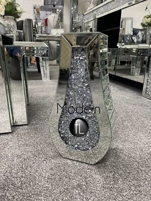 £42.29 • Buy Curved Mirrored And Crystal Dried Flower Vase, Mirror Sparkle Crystal Vase