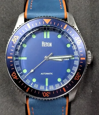 Reign Elijah Automatic Divers Style Mens Watch Auburn  Colors! Blue & Orange • $179.95