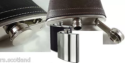 8OZ Hip Flask Stainless Steel &  Leather Effect New Stock  • £5.94