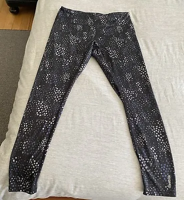 Reebok Black Leggings W/ Grey Dots Size L/G • $7