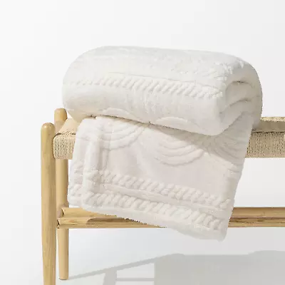 Cable Jacquard Sherpa Fleece Throw Blanket For Couch Super Soft Cozy Fuzzy Plus • $34.88