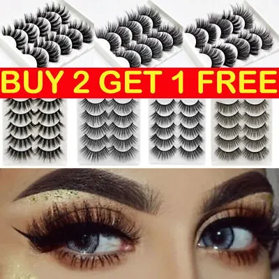 5 Pairs 3D False Eyelashes Long Thick Natural Fake Eye Lashes Set Mink Makeup UK • £3.39