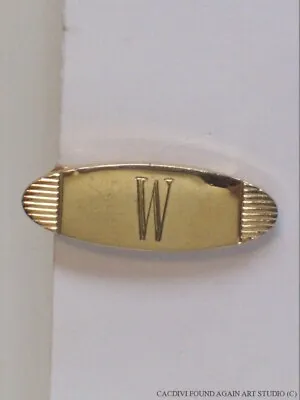 Vintage Gold Tone Tie Clasp W Initial Monogram Letter Oval Bar Retro Small • $9.98
