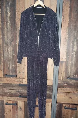 £9 • Buy Fabulous Ladies Silver Lurex Thread Jumpsuit And Matching Jacket Size 12
