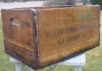 Vtg Willow Farms Products Wood Crate La Grange Illinois 1952 Wood Metal Box Old • $69.95