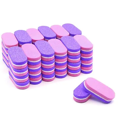 50pc Nail Buffer Block Mini Buffers Pink Purple Oval Nail Sanding Blocks 100/180 • $11.85