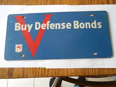 Vintage Mobil Oil Pegasus V Buy Defense Bonds License Plate Topper Sign WWII • $149.99