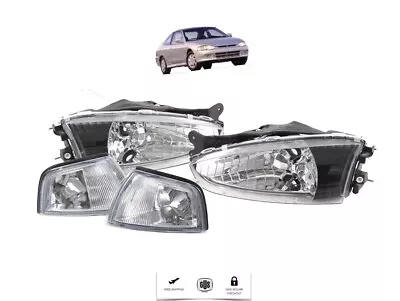 For 1997 2001 Mitsubishi Mirage 2Dr Coupe Headlights With Corner Black Set 4pcs • $198