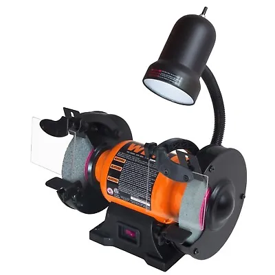 2.1-Amp 6-Inch Single Speed Bench Grinder With Flexible Work Light • $49.99