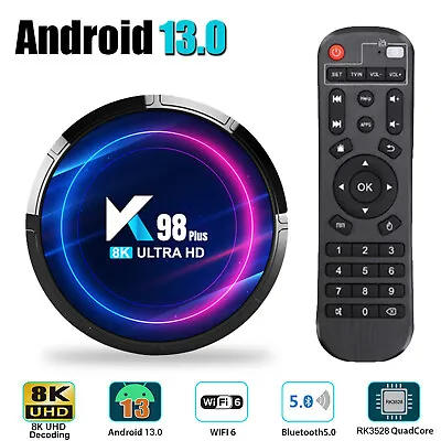 K98 Plus Android13.0 TV Box Quad-core 8K HD RK3528 WiFi6 BT5.0 Media Player E5T5 • $35.91