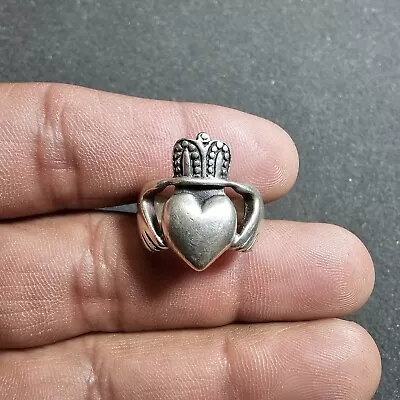 Vintage Chunky Claddagh 925 Sterling Silver Ring Wedding Ring Unisex Size 6 • $39.99