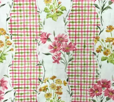 Lovely Vintage LAURA ASHLEY Cotton Floral Fabric Pink-Greens 23x19  From UK • $13.95