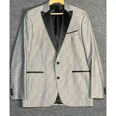 Kenneth Cole Awearness Techni-Cole Stretch Tuxedo Blazer Gray Paisley Size 42L • $54.52