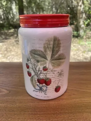 ARLINGTON Designs Ceramic Canister Cookie Jar Botanical Strawberries. EUC • $23.75