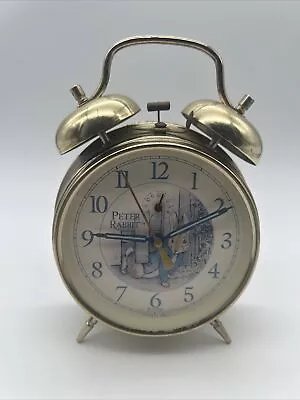 VINTAGE PETER RABBIT BULOVA TWIN BELL WIND UP ALARM CLOCK 1996 -METAL -Working • $49.85